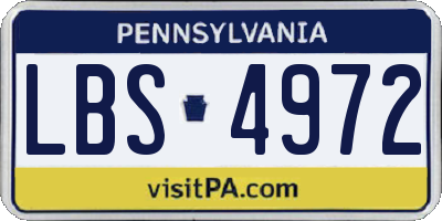 PA license plate LBS4972
