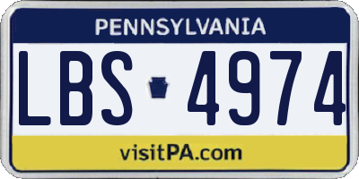 PA license plate LBS4974