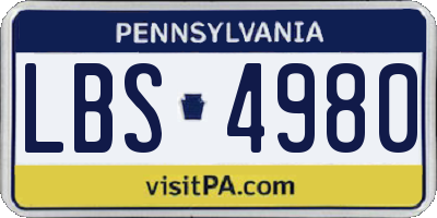 PA license plate LBS4980