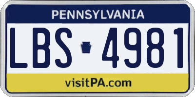 PA license plate LBS4981