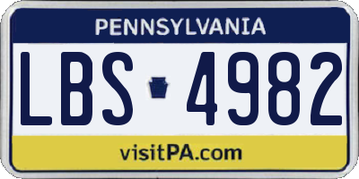 PA license plate LBS4982