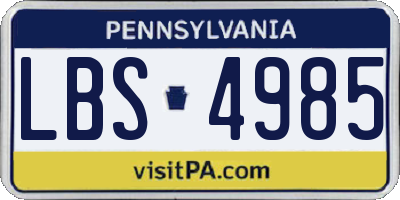 PA license plate LBS4985