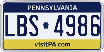 PA license plate LBS4986
