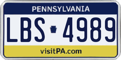 PA license plate LBS4989