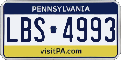 PA license plate LBS4993