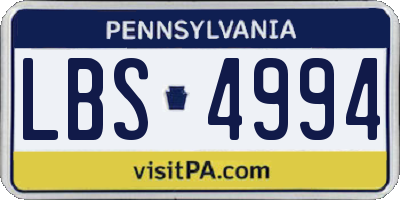 PA license plate LBS4994