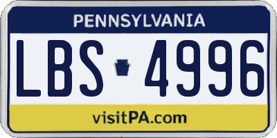 PA license plate LBS4996