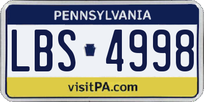 PA license plate LBS4998
