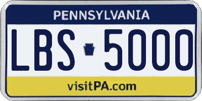 PA license plate LBS5000