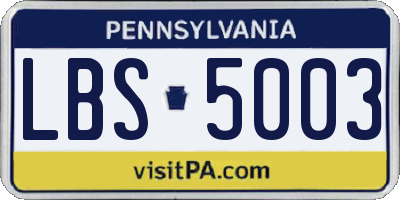 PA license plate LBS5003