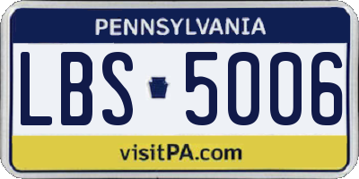 PA license plate LBS5006
