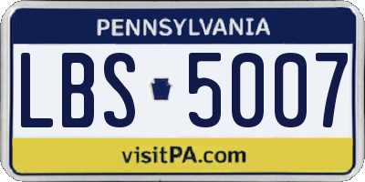 PA license plate LBS5007