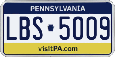 PA license plate LBS5009