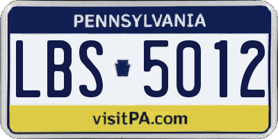 PA license plate LBS5012