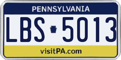 PA license plate LBS5013