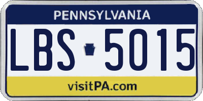 PA license plate LBS5015