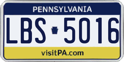 PA license plate LBS5016