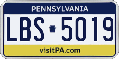 PA license plate LBS5019