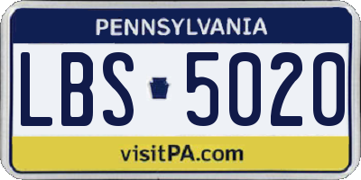 PA license plate LBS5020
