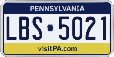 PA license plate LBS5021