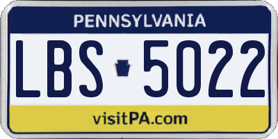 PA license plate LBS5022