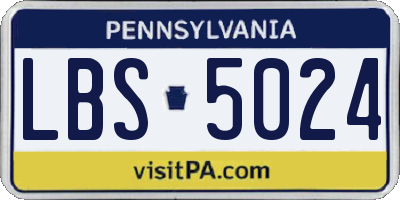 PA license plate LBS5024