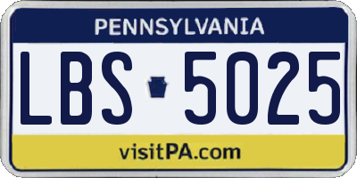 PA license plate LBS5025
