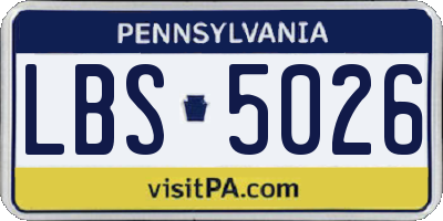 PA license plate LBS5026