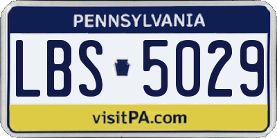 PA license plate LBS5029
