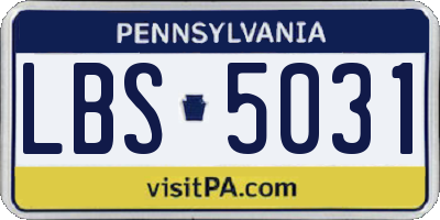 PA license plate LBS5031