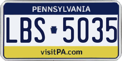 PA license plate LBS5035