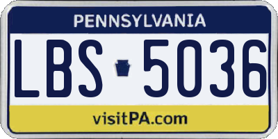 PA license plate LBS5036