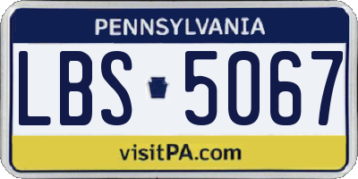 PA license plate LBS5067