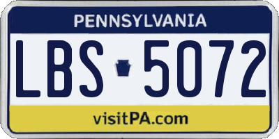 PA license plate LBS5072