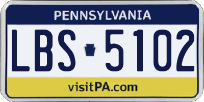 PA license plate LBS5102