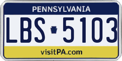 PA license plate LBS5103