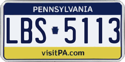 PA license plate LBS5113