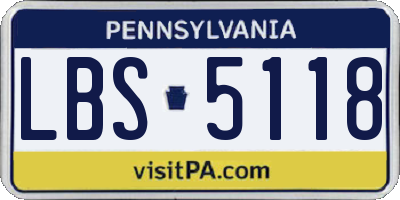 PA license plate LBS5118