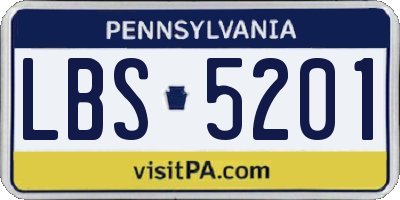PA license plate LBS5201