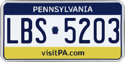 PA license plate LBS5203
