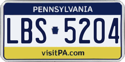PA license plate LBS5204