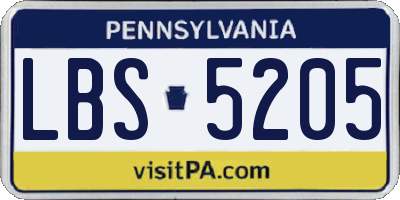 PA license plate LBS5205