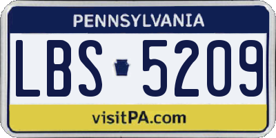 PA license plate LBS5209