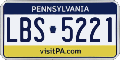 PA license plate LBS5221
