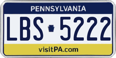 PA license plate LBS5222