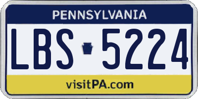 PA license plate LBS5224