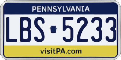 PA license plate LBS5233