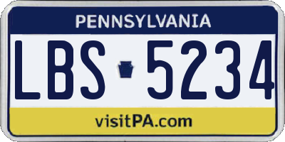 PA license plate LBS5234