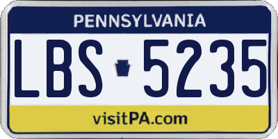 PA license plate LBS5235