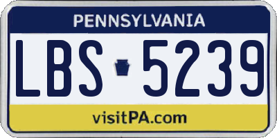 PA license plate LBS5239